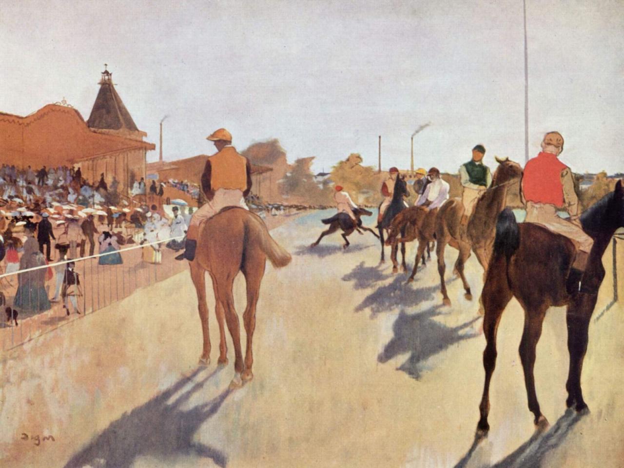 обои Эдгар Дега - Скаковые лошади перед трибунами фото