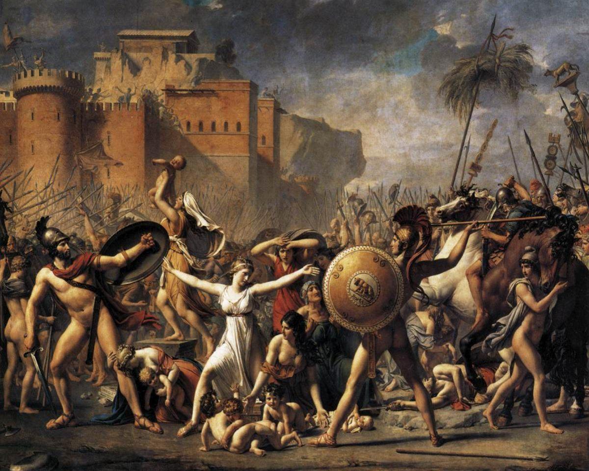 обои Жак Луи Давид - Сабинянки, останавливающие битву между римлянами и сабинянами фото