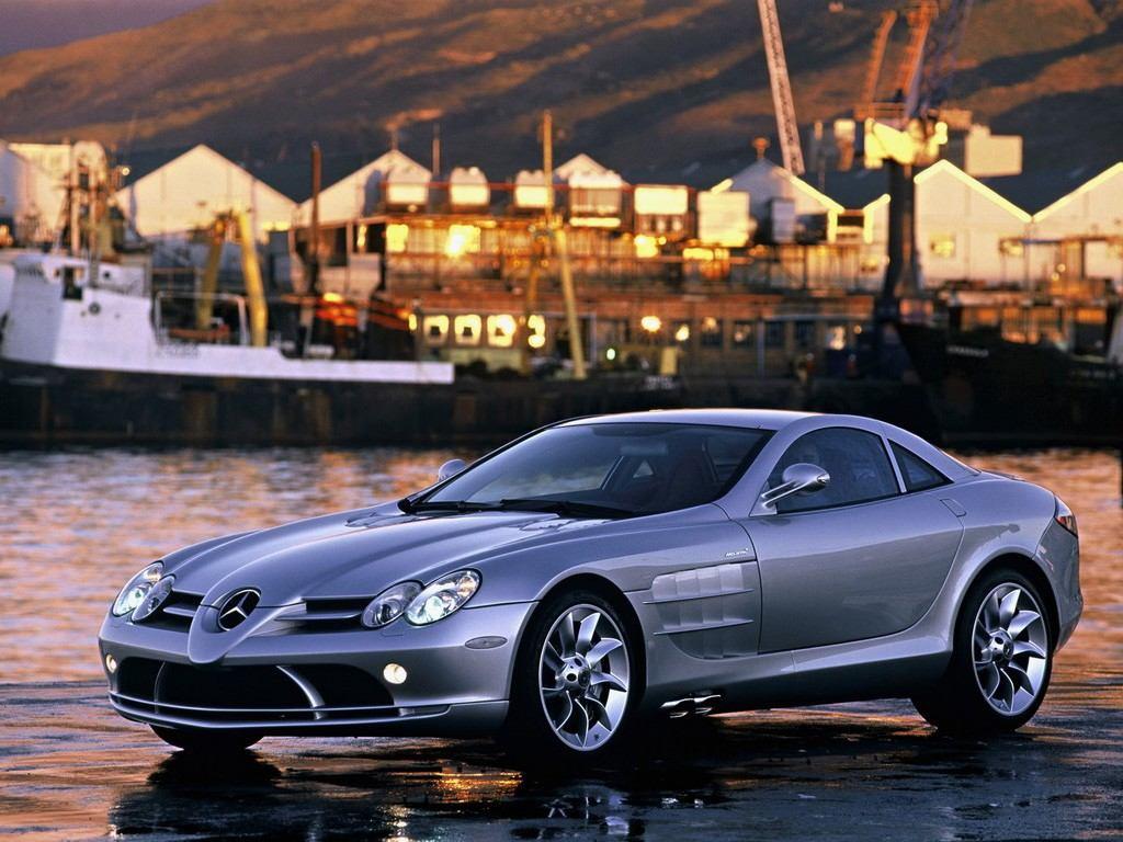 обои Mercedes SLR вечерний пейзаж фото