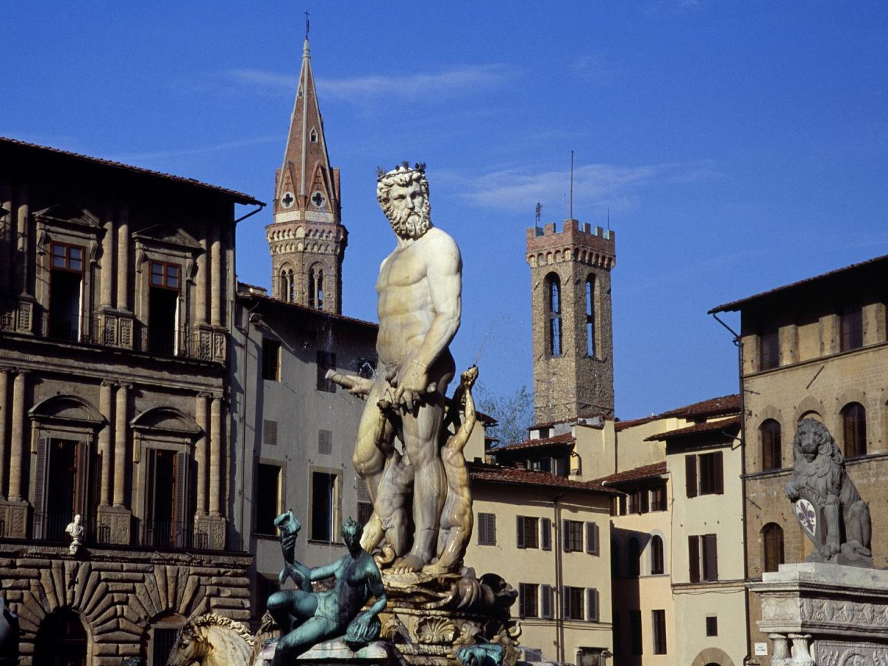 обои Neptune Fountain, Piazza Della Signoria, Florence, Italy фото