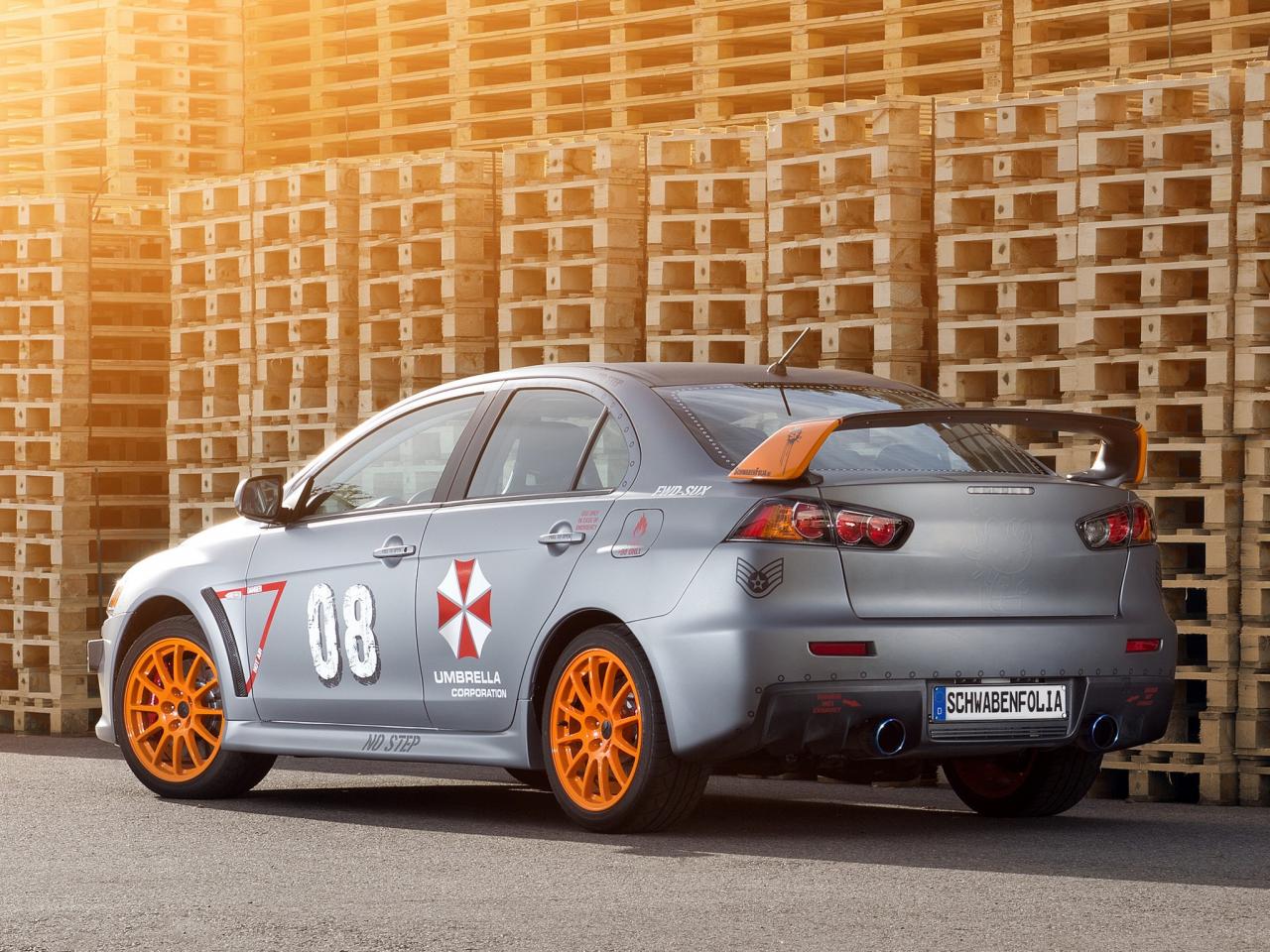 обои SchwabenFolia Mitsubishi Lancer Evolution X Stealth Fighter 2013 зад фото