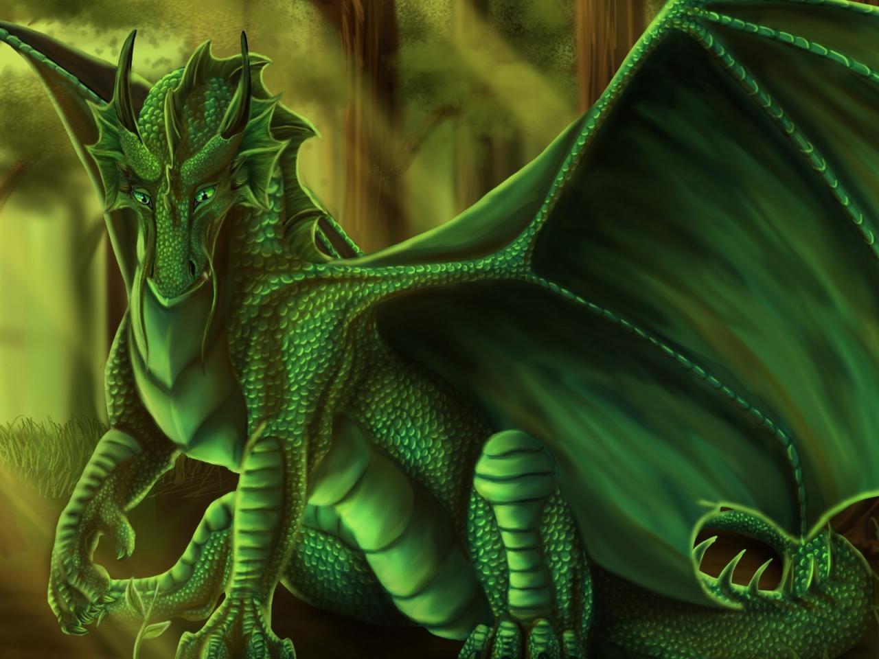 обои Зеленый дракoн фото