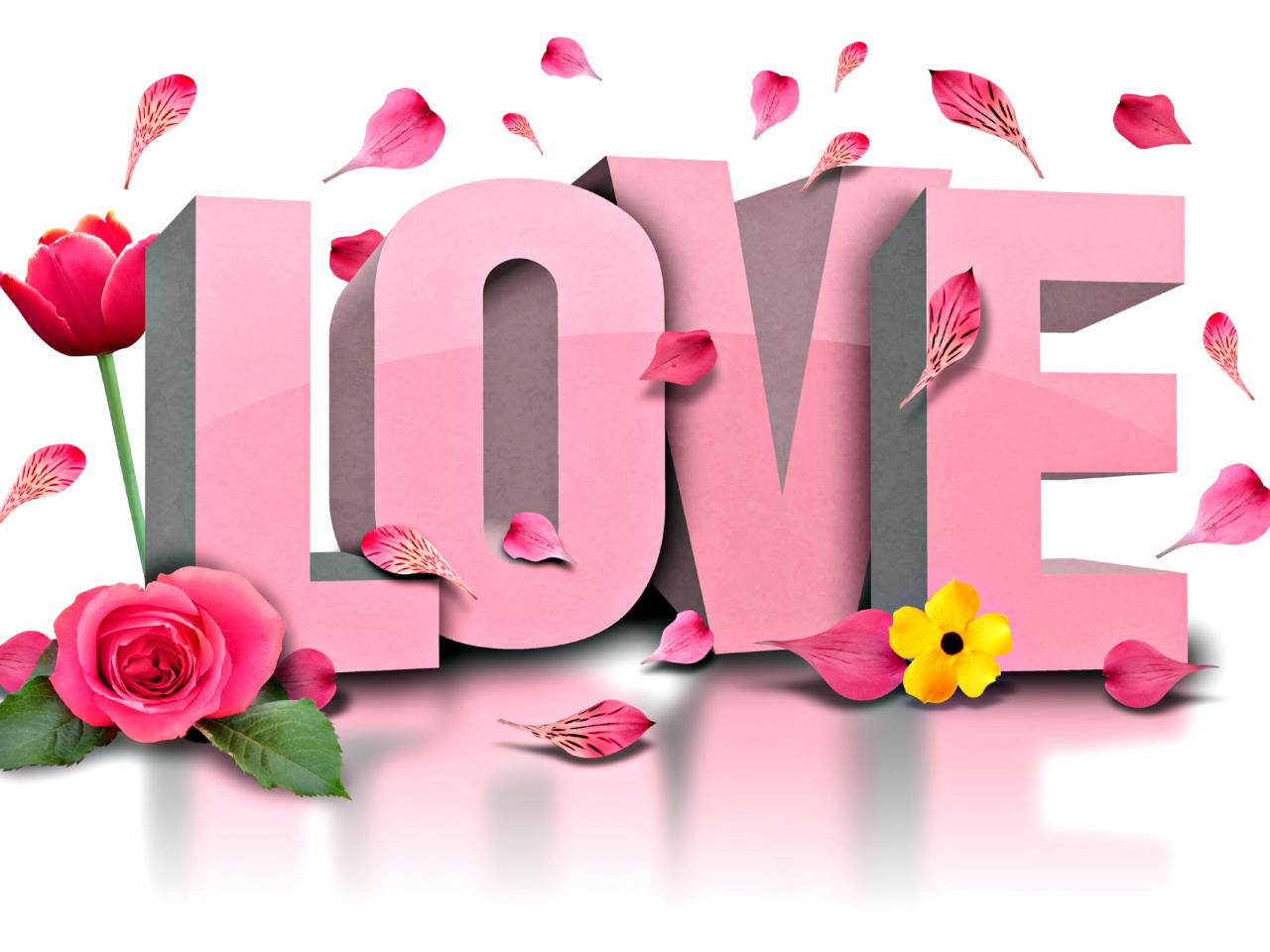 обои Надпись - розовые буквы LOVE крупным планом фото