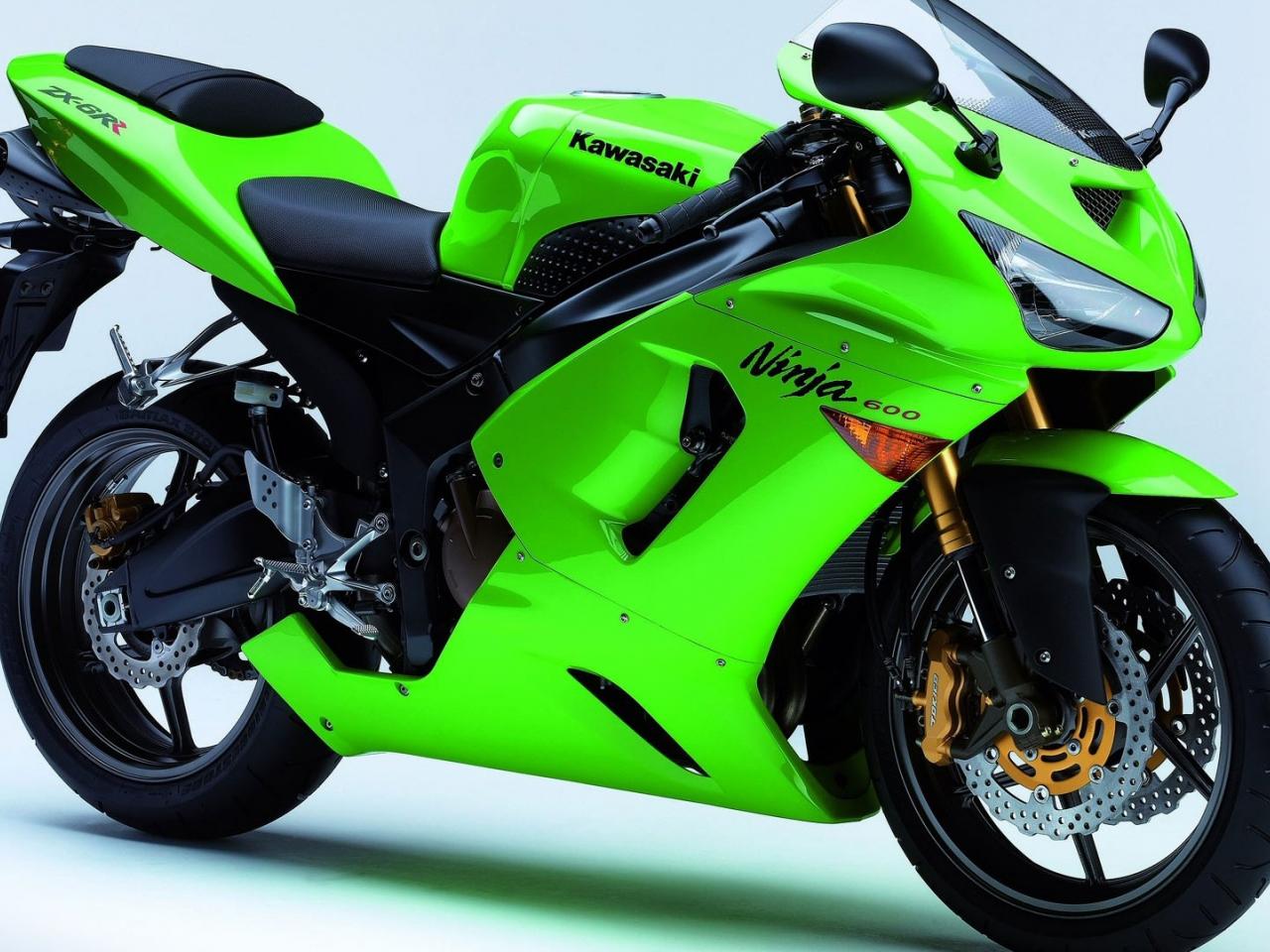 обои Яркий зелeный кавасаки фото