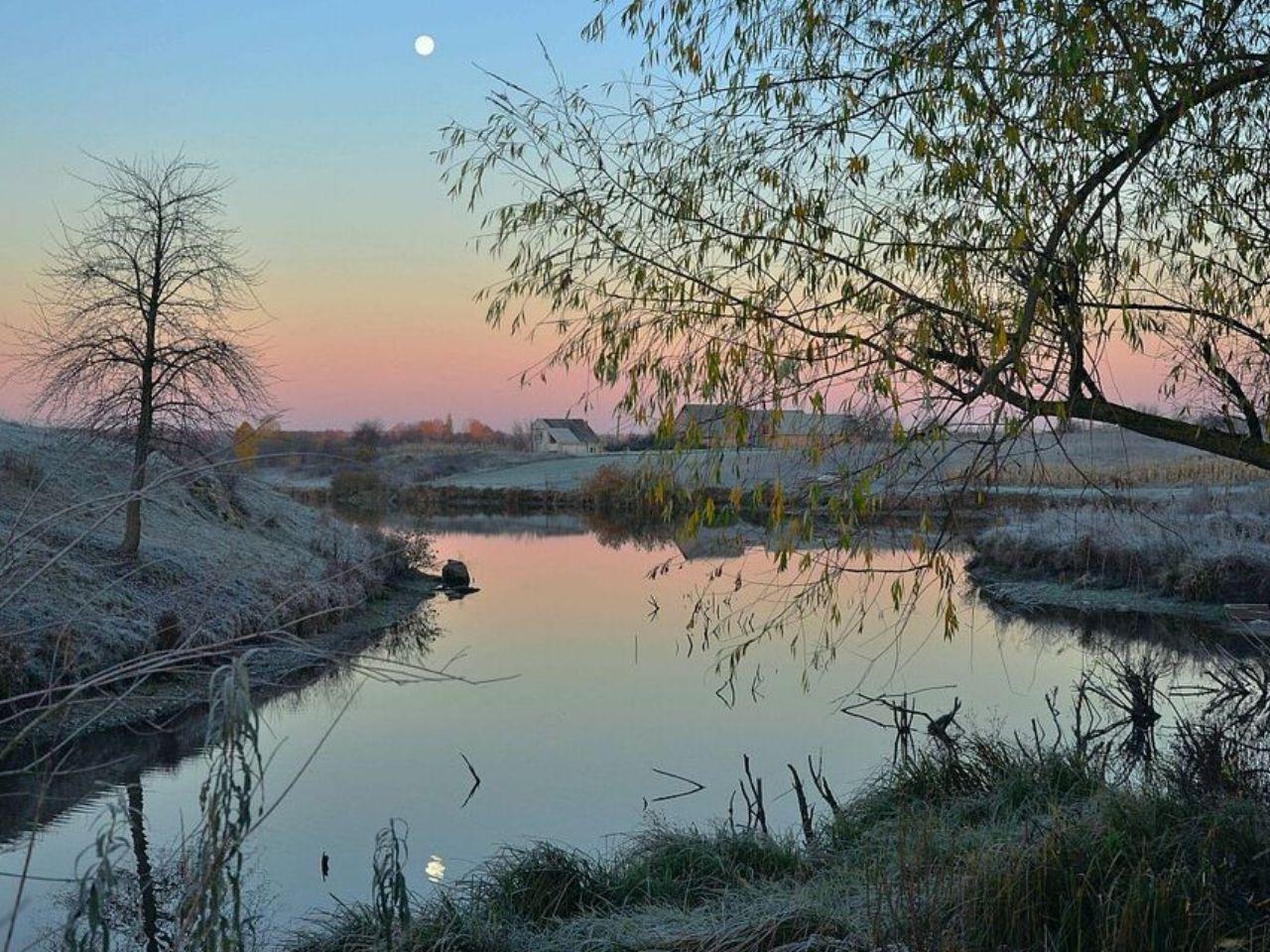 обои Утро с проседью на реке фото