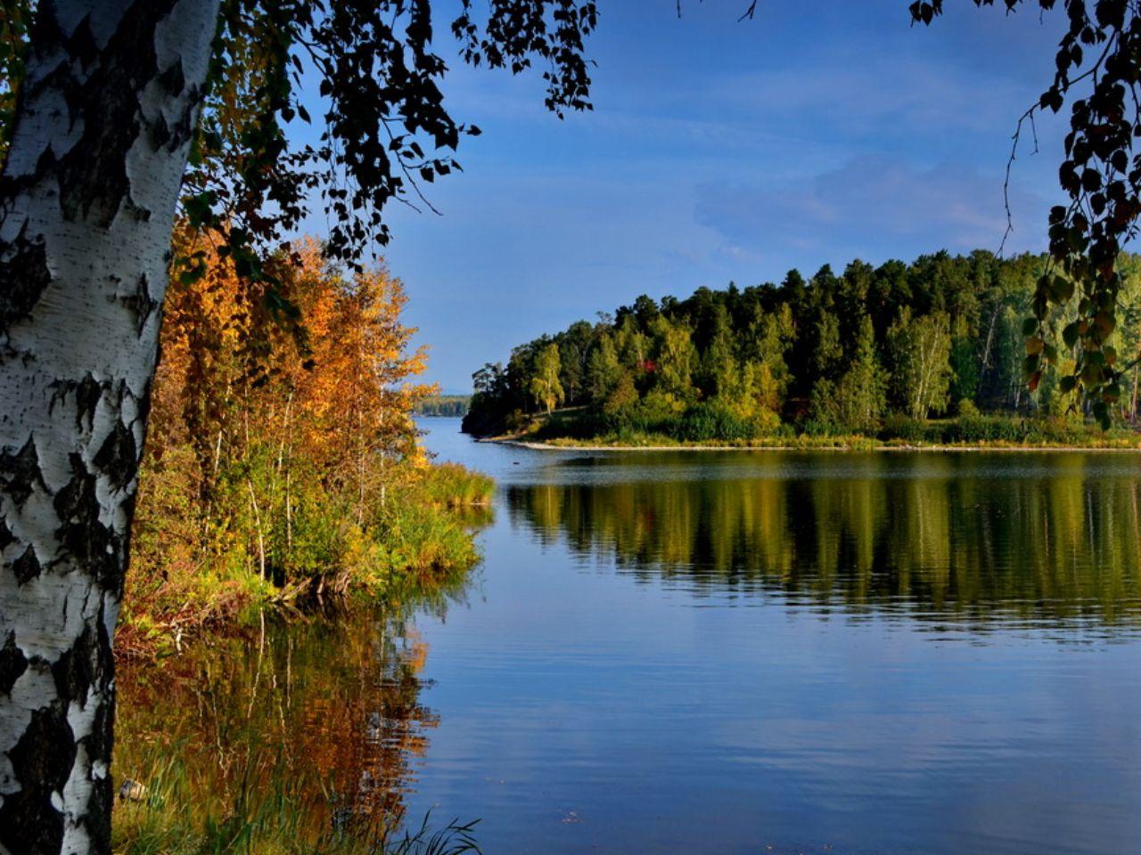 обои Осеннее утро на озере фото