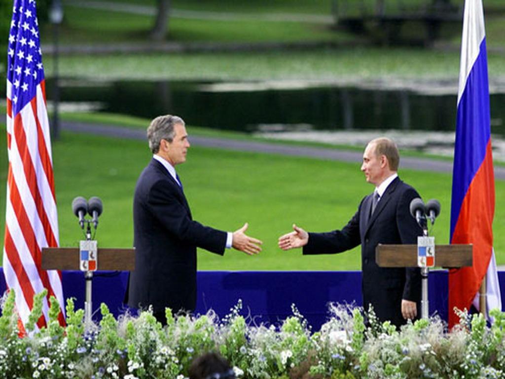 обои Владимир Путин и Джордж Буш фото