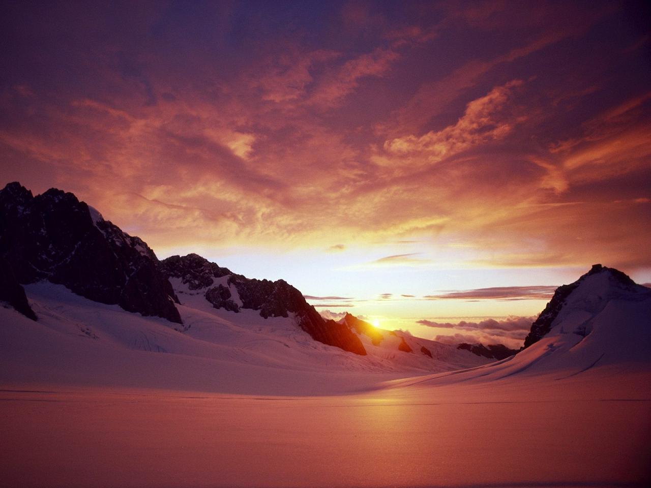 обои Mount Cook at Sunset New Zealand фото