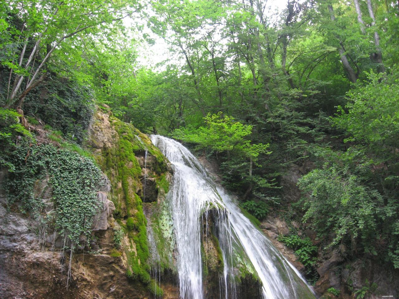 обои Водопад среди зелени фото