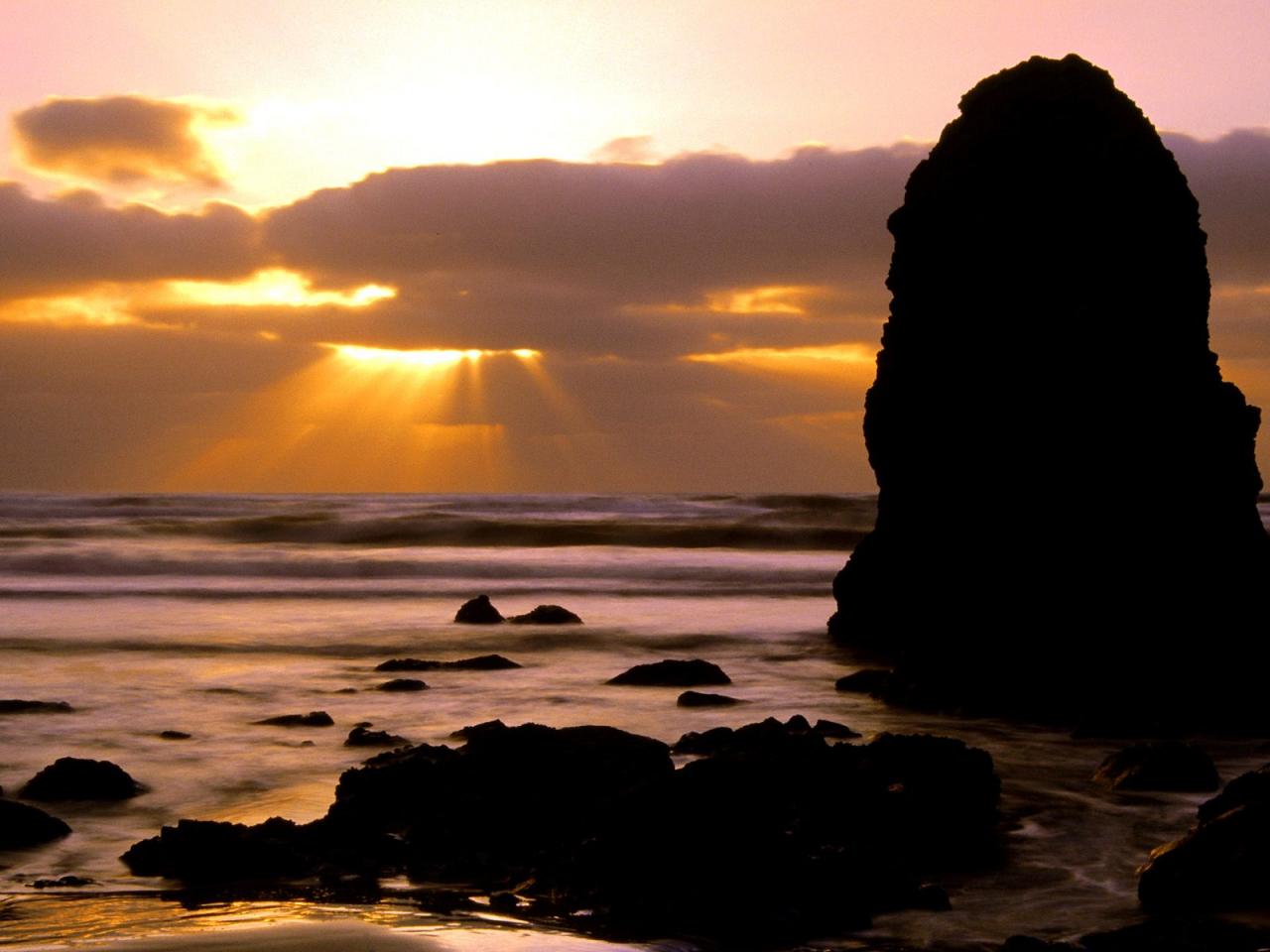 обои Cape Meares Sunset, Tillamook County, Oregon фото