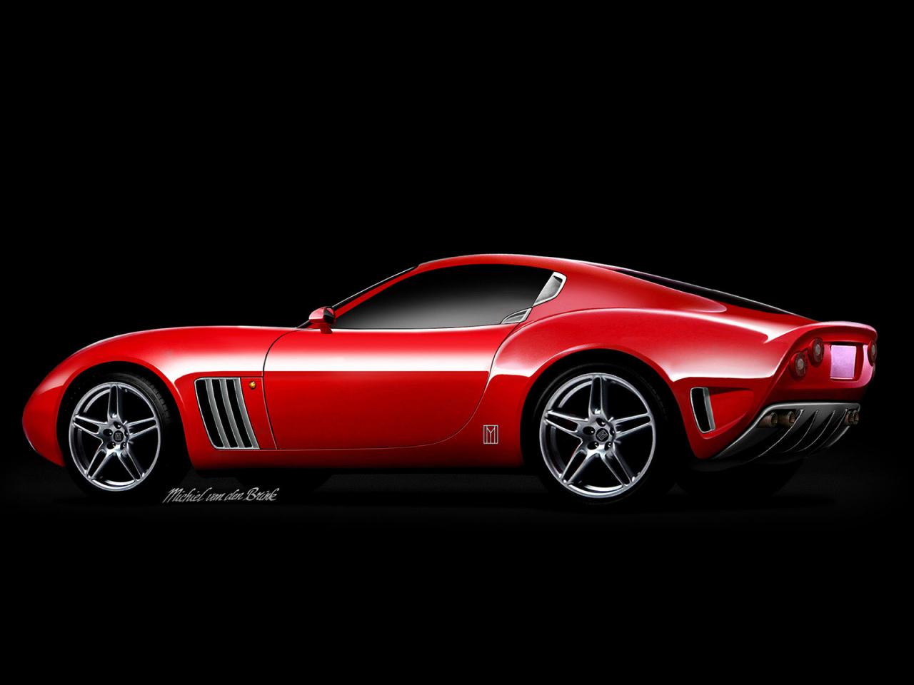 обои Sideview of garnet ferrari фото