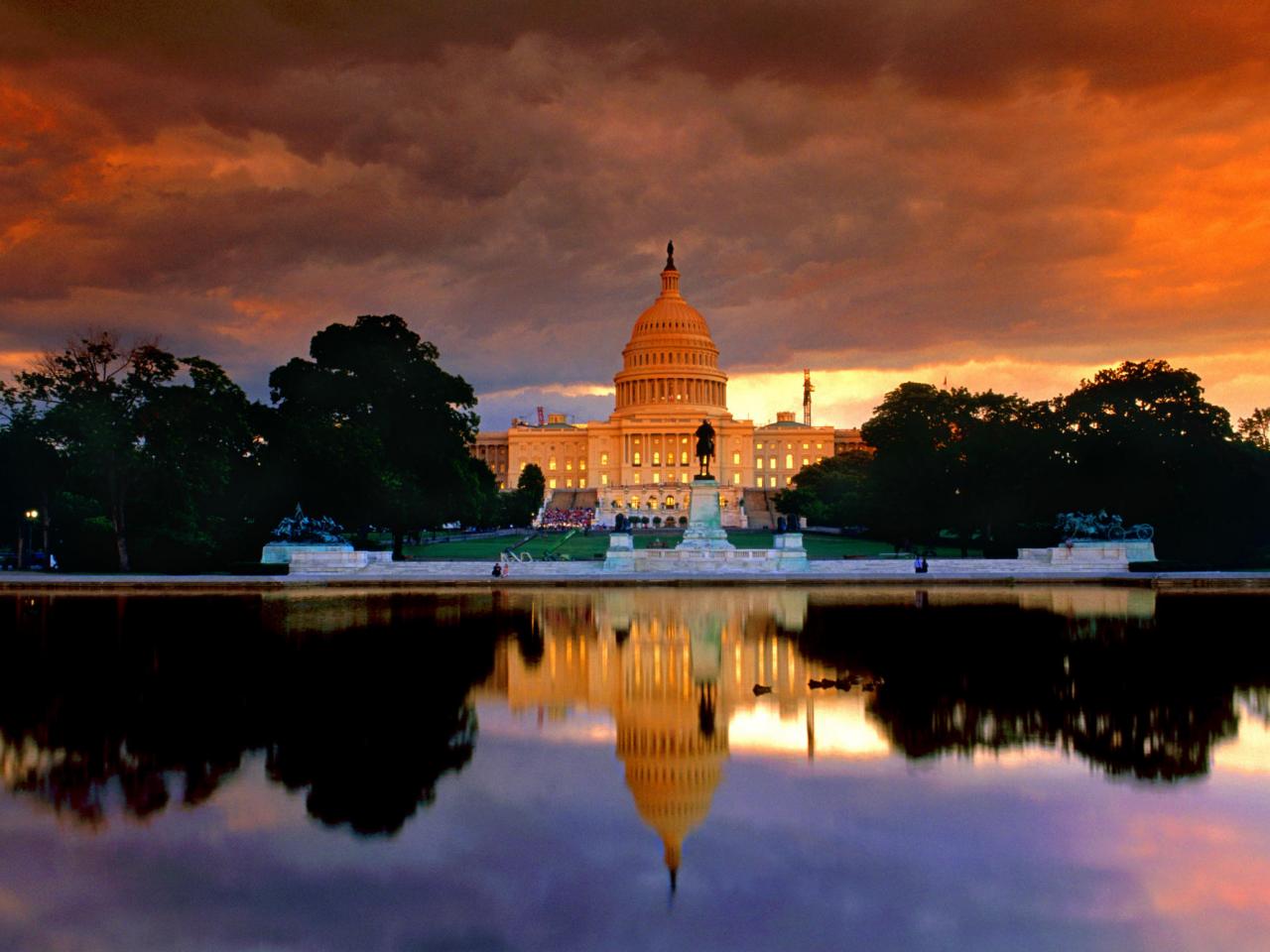 обои Capitol Reflections at Sunset, Washington фото