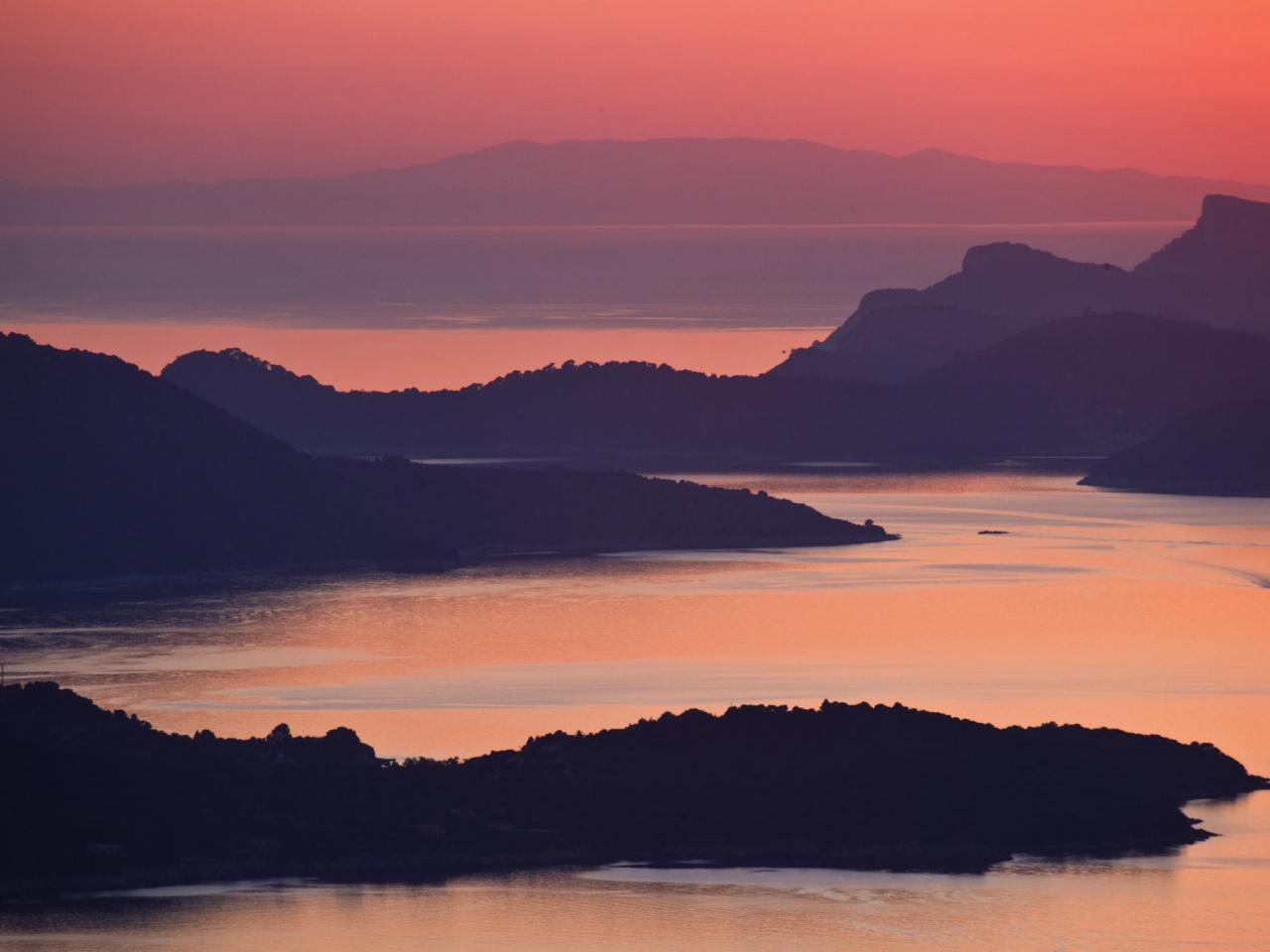 обои Sunset Over Islands in the Adriatic Sea фото