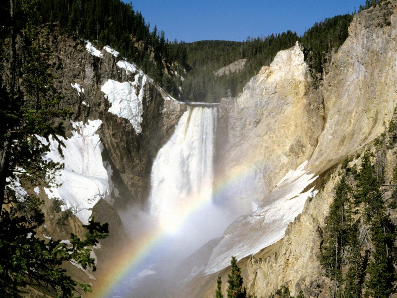 обои Colors, Lower Falls, Yellowstone National Park, Wyoming фото