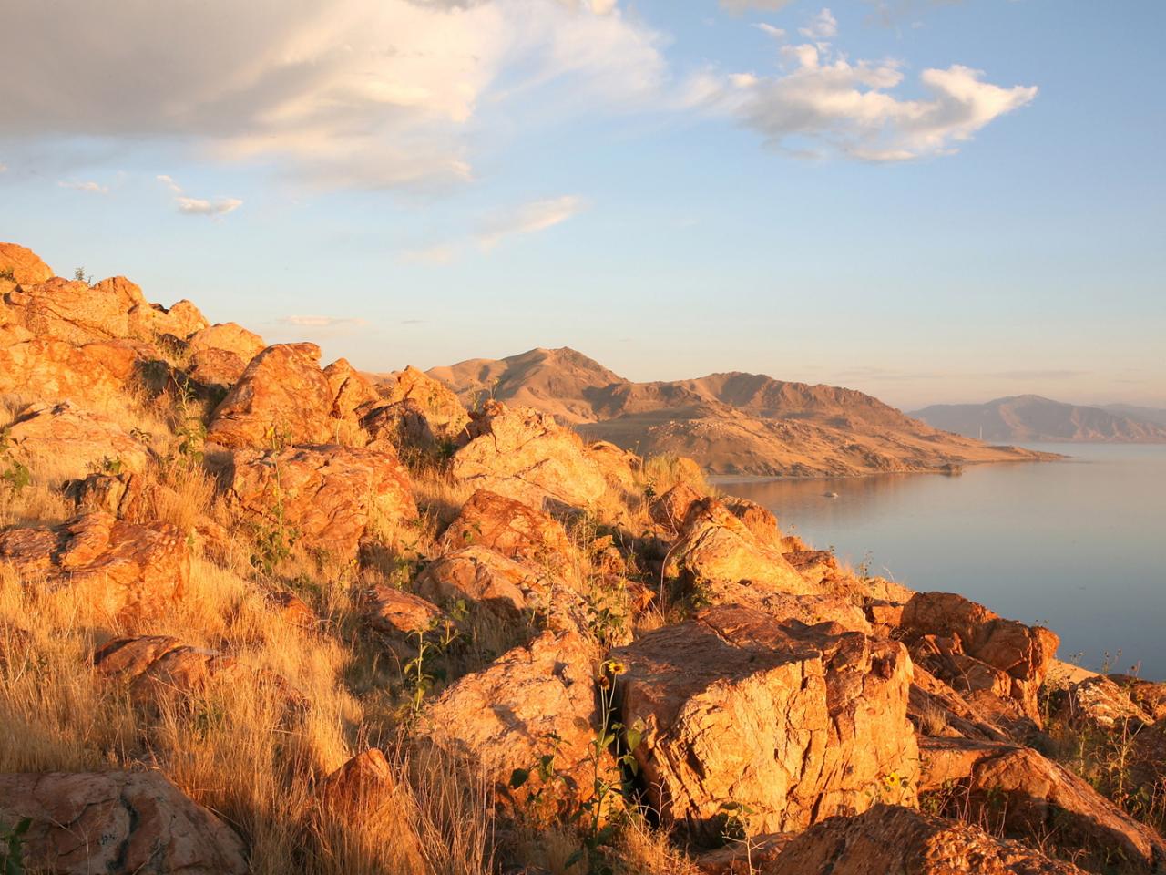 обои Antelope island at sunset фото