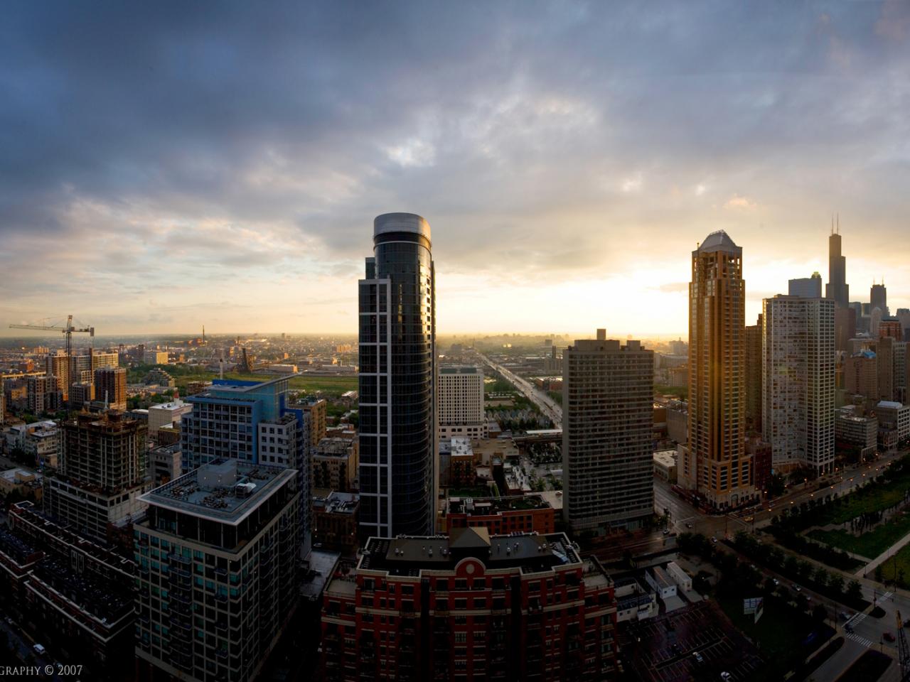 обои Windy city sunset фото