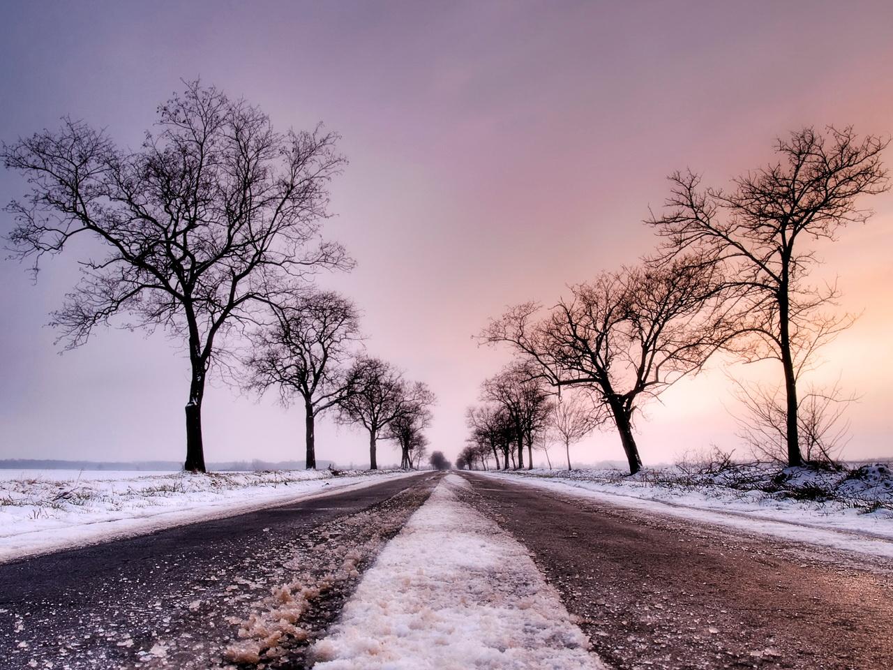обои Снежная дорога фото