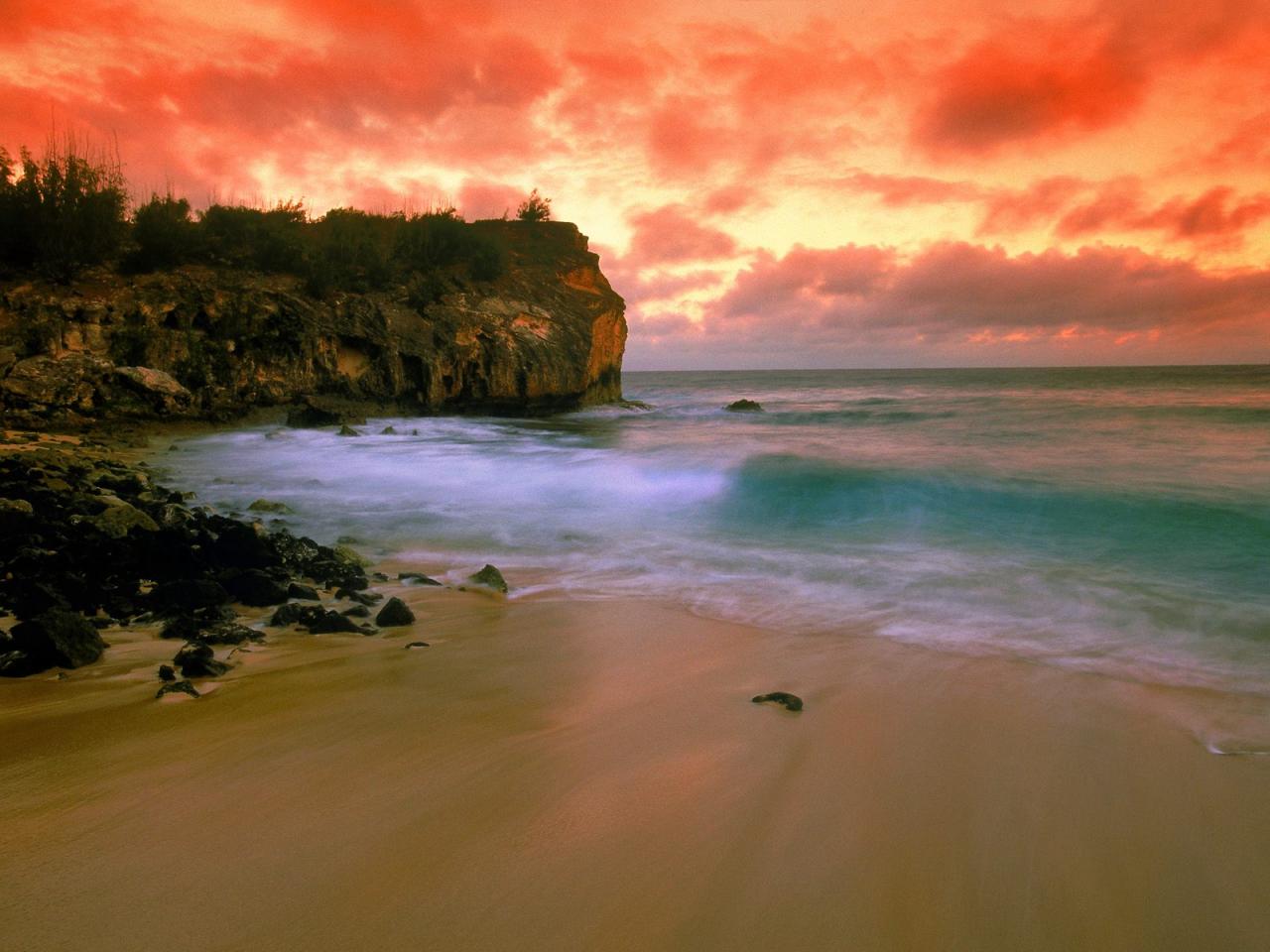 обои Sunset at Shipwrecks Beach фото