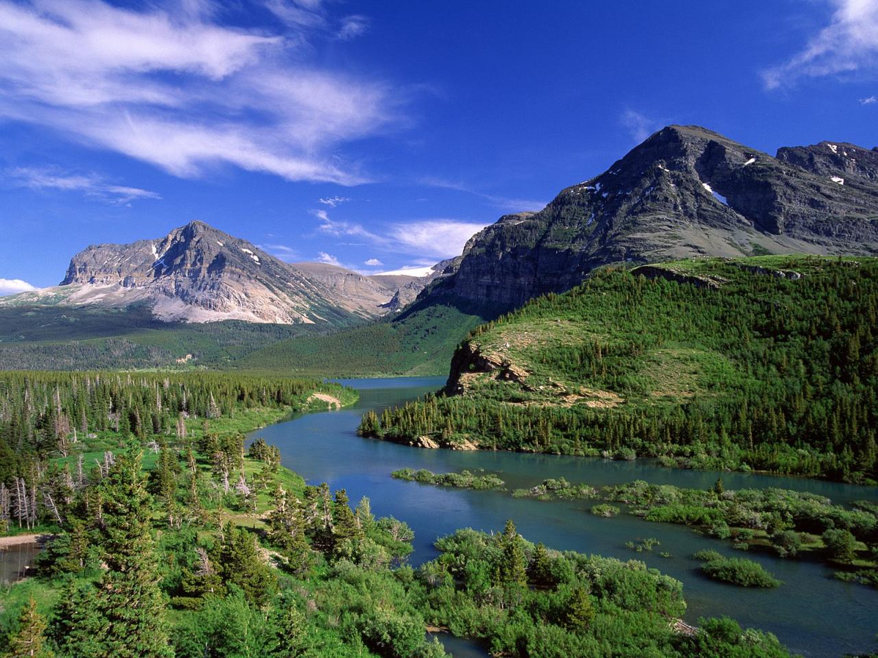 обои Many Glacier, Glacier National Park, Montana фото