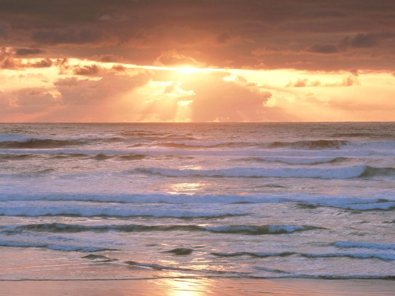 обои Oregon Beach Sunset, Bullards Beach State Park, Oregon фото