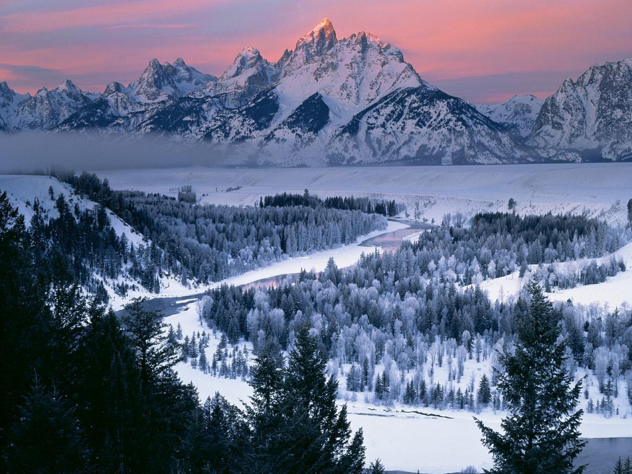 обои Snake River at Dawn, Grand Teton National Park, Wyoming фото