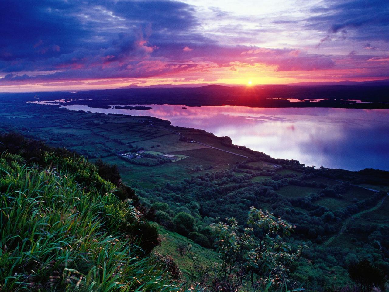 обои Sunset Across Lower Lough Erne, Fermanagh, Ireland фото