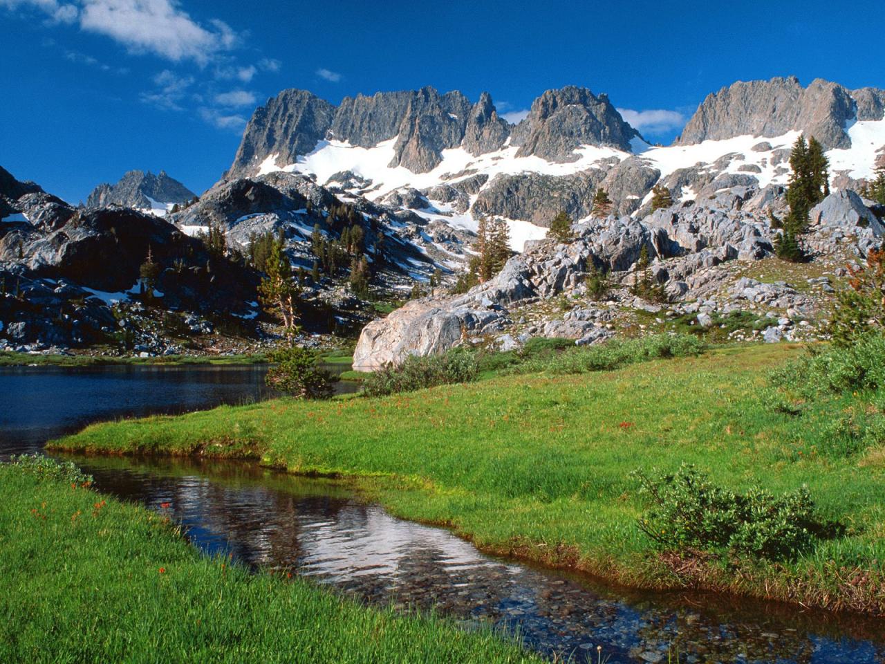 обои The Minarets and Lake Ediza, Ansel Adams Wilderness фото