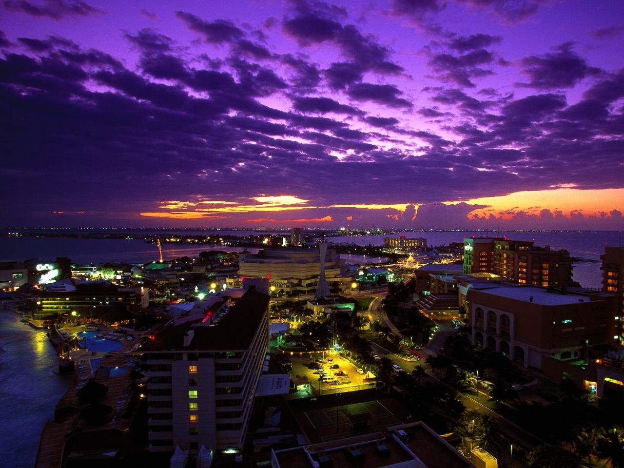 обои Cancun at Twilight, Mexico фото