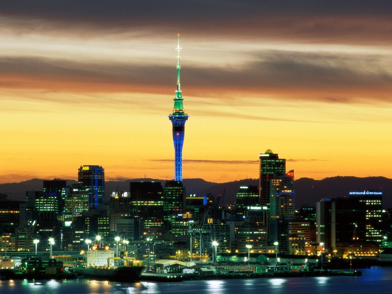 обои Evening Glow, Auckland, New Zealand фото