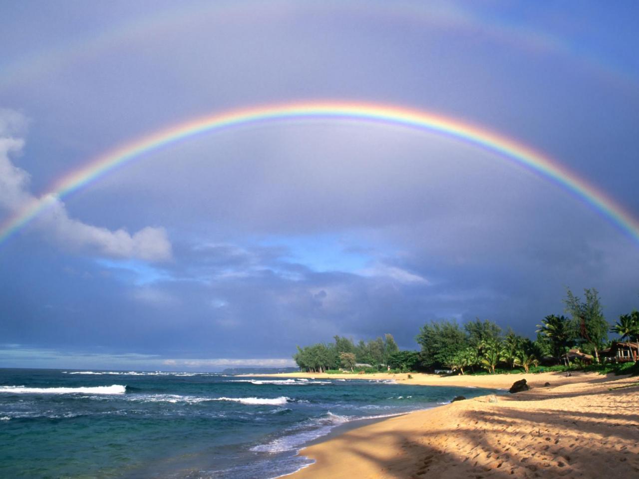 обои Double Rainbow Over Kauai, Hawaii фото