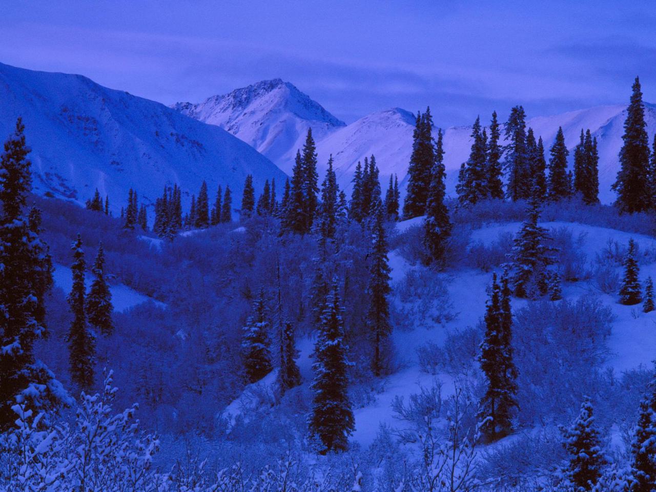 обои Snow-Covered Alaskan Range фото