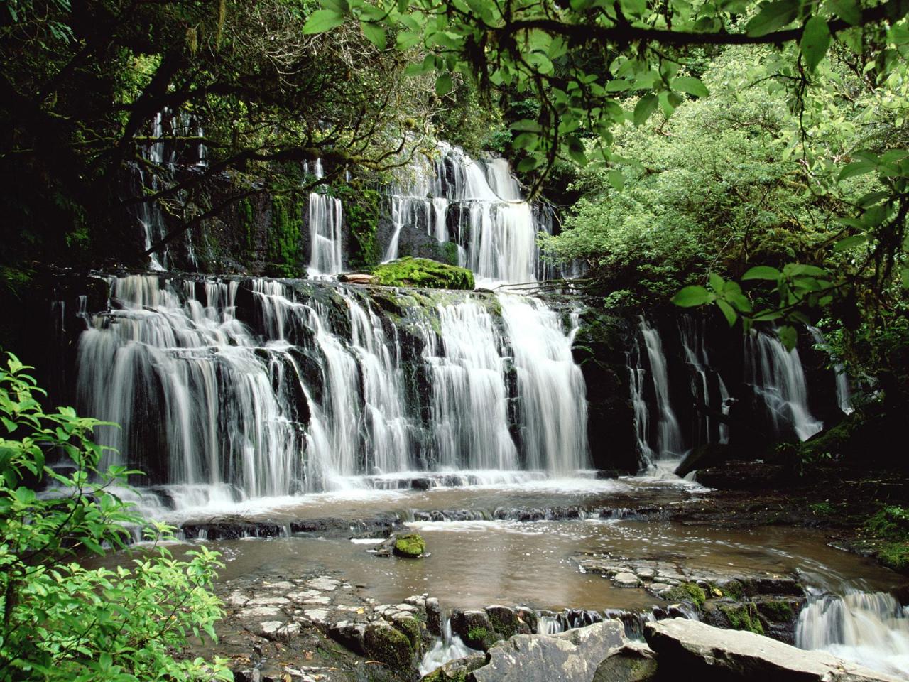 обои Purakaunui Falls, The Catlins, South Island, New Zealand фото