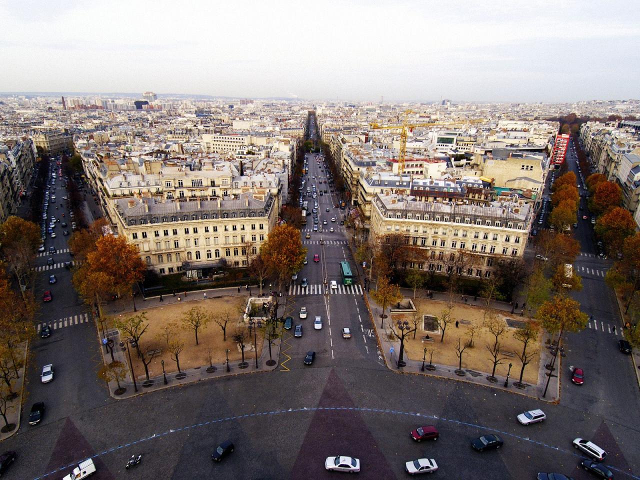 обои Aerial View of Place de lґEtoile, Paris, France фото