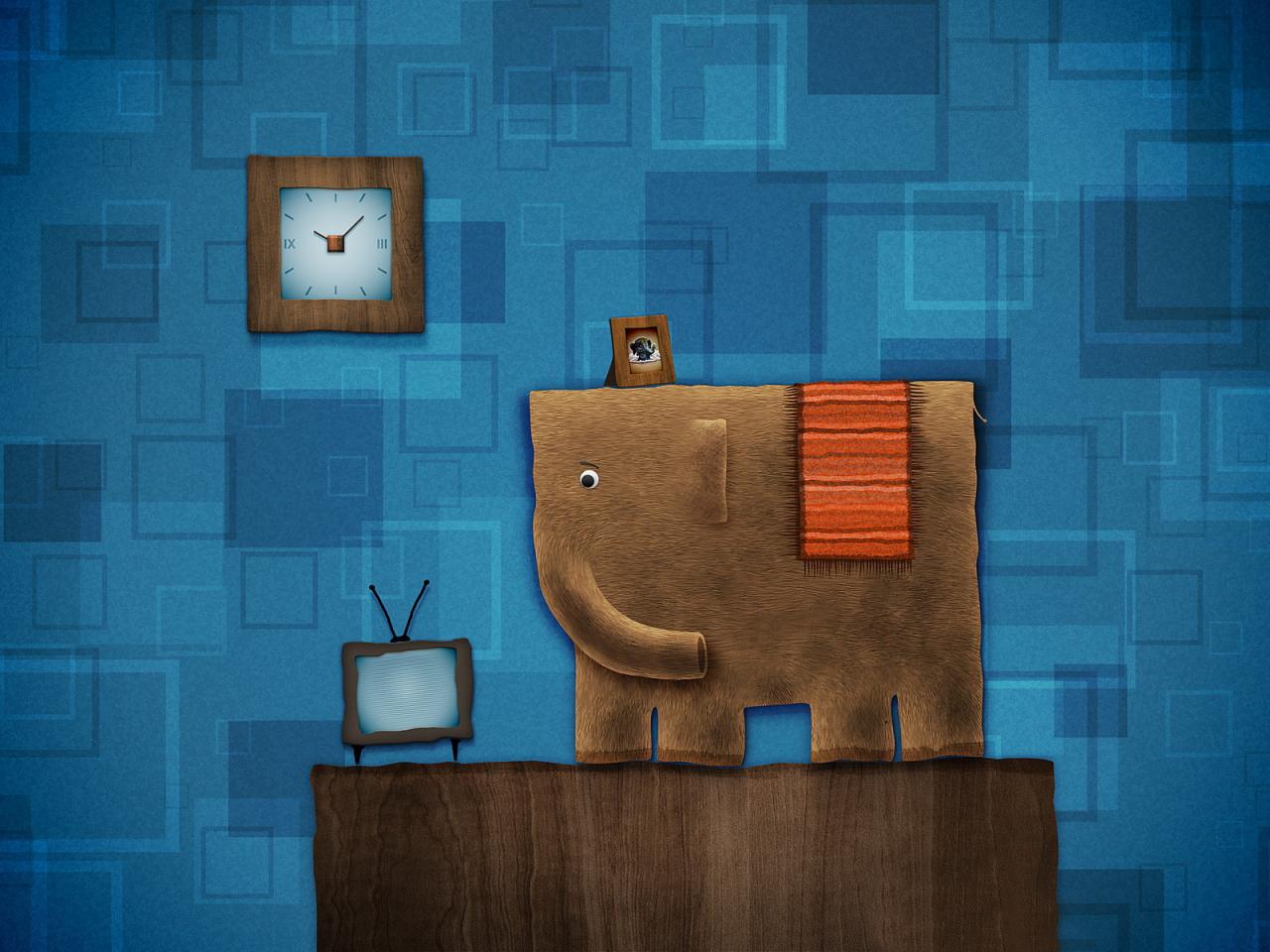 обои Elephant and television set фото