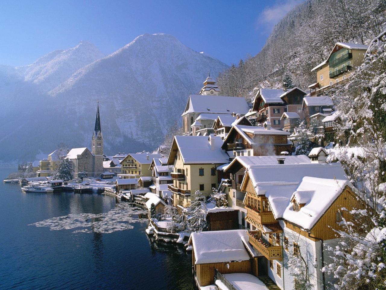 обои Hallstatt in Winter, Austria фото