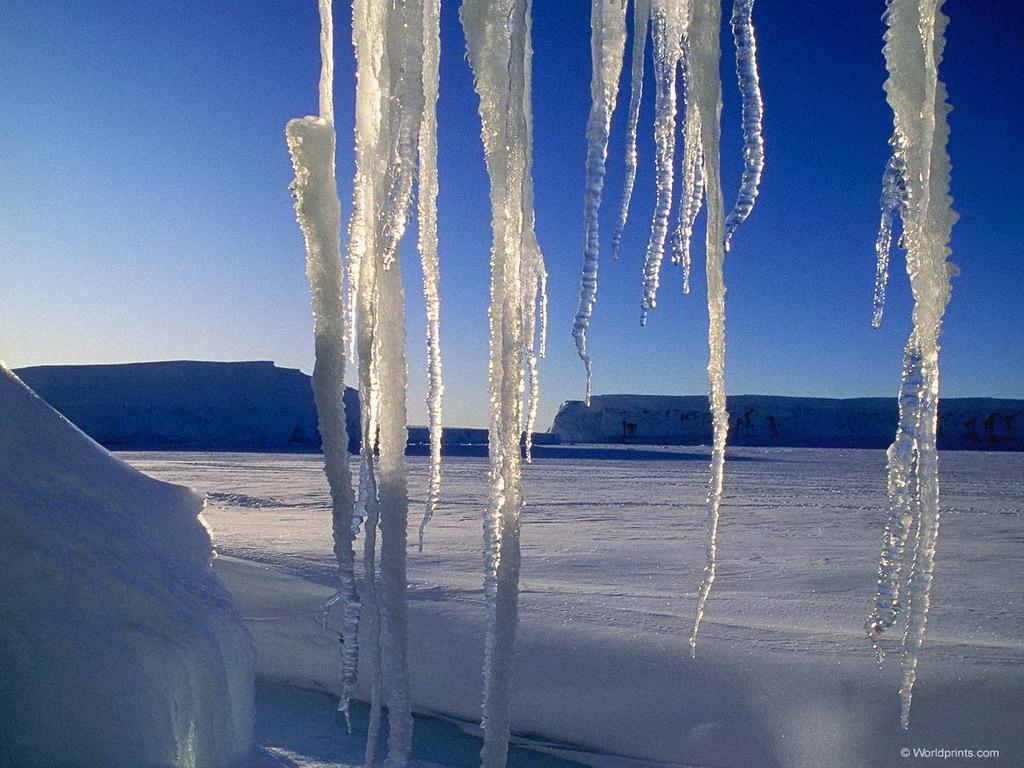 обои Нависшие сосульки весной фото