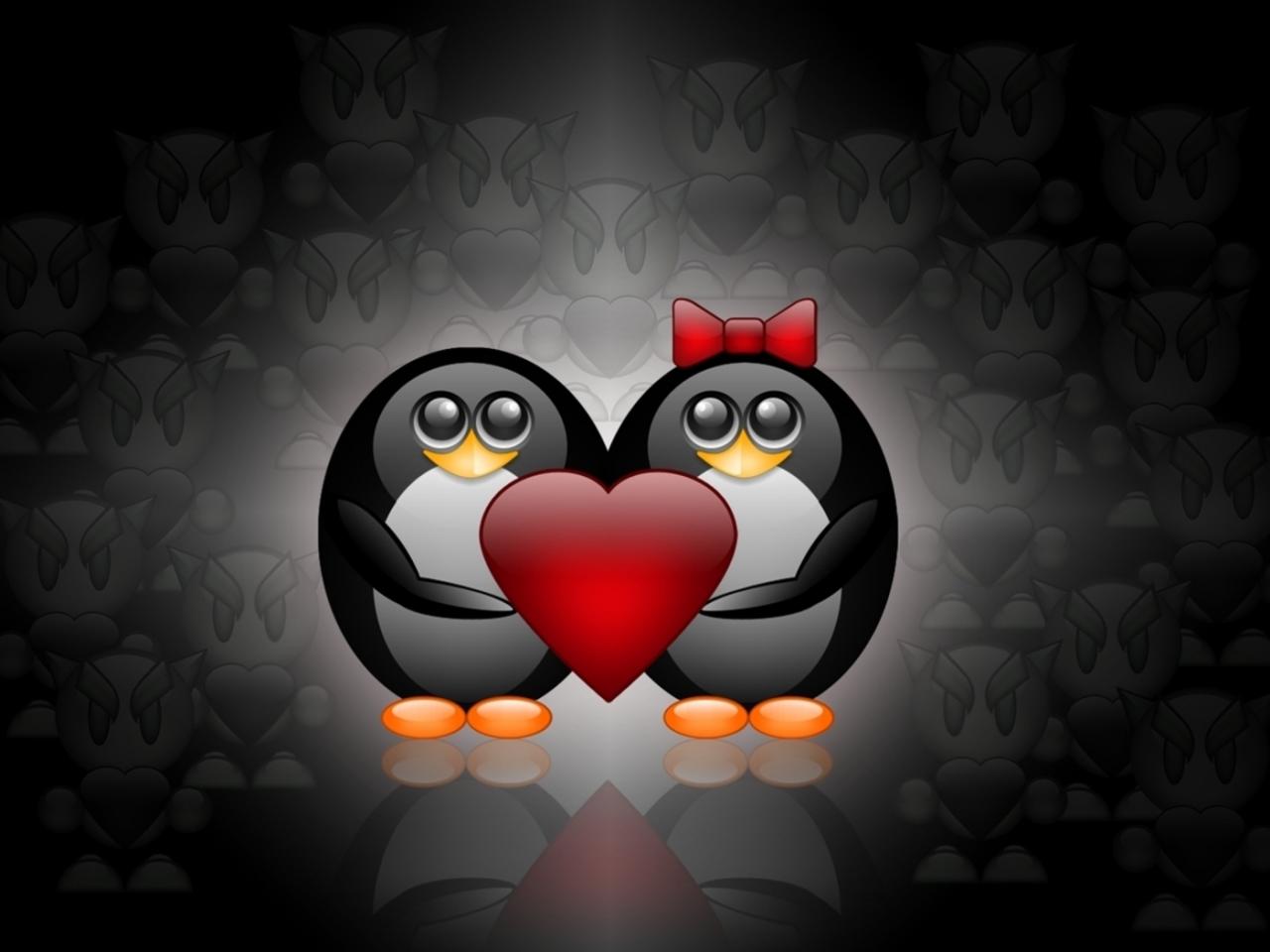 обои Влюбленные пингвины фото