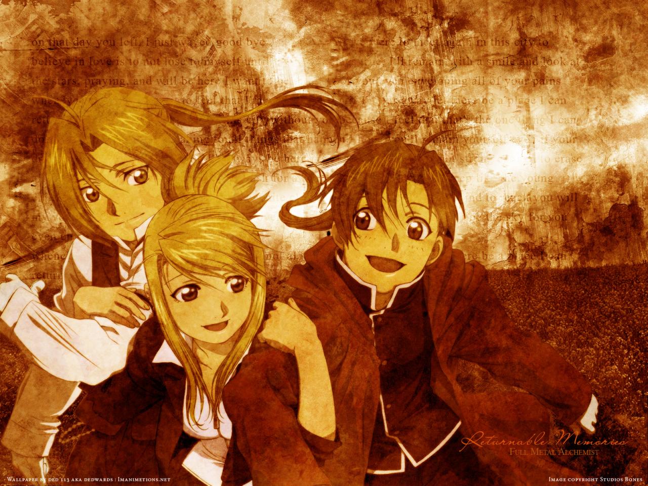 обои Alphonse elric brown edward elric fullmetal alchemist winry rockbell фото