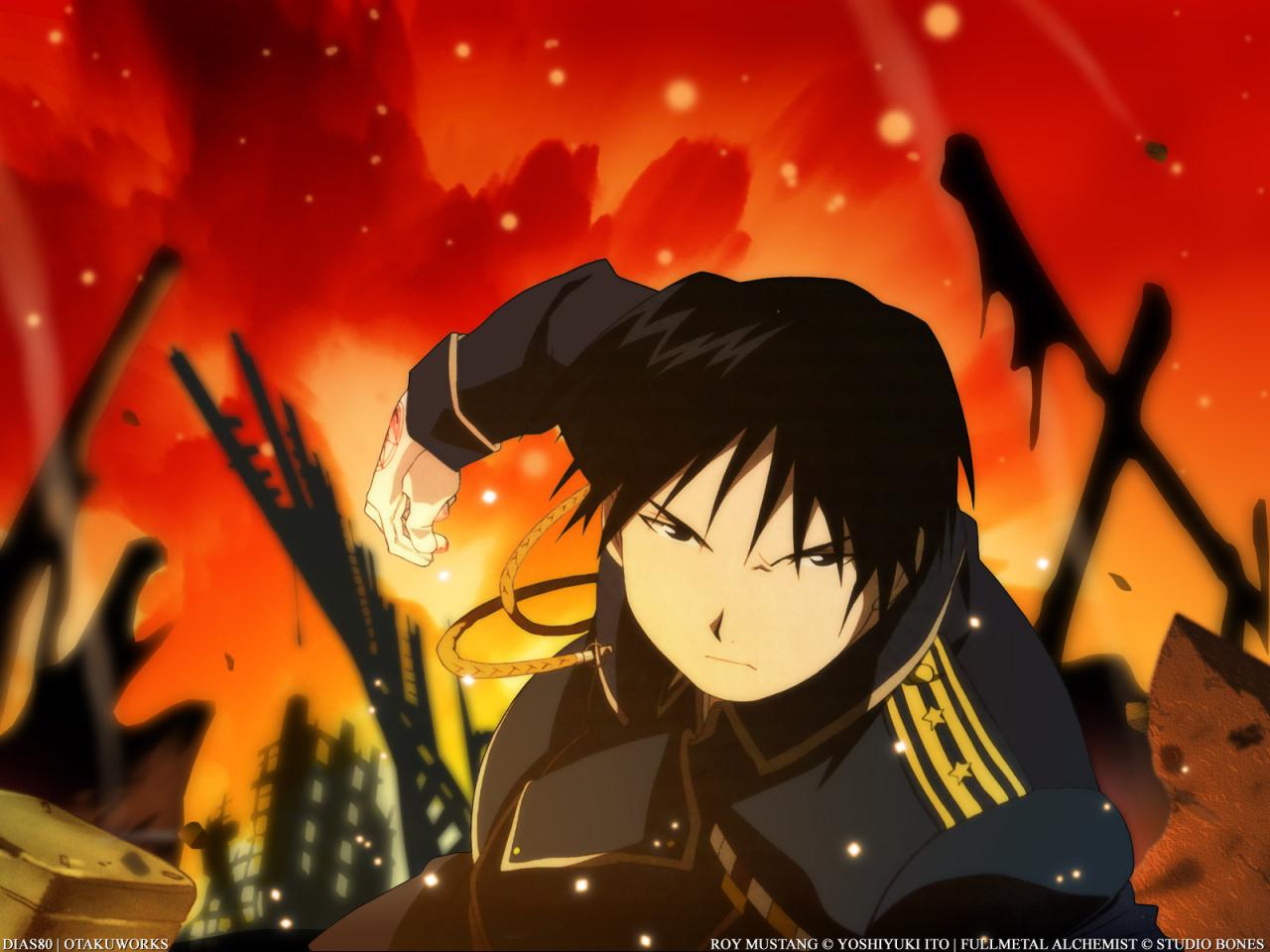 обои Fire fullmetal alchemist roy mustang фото