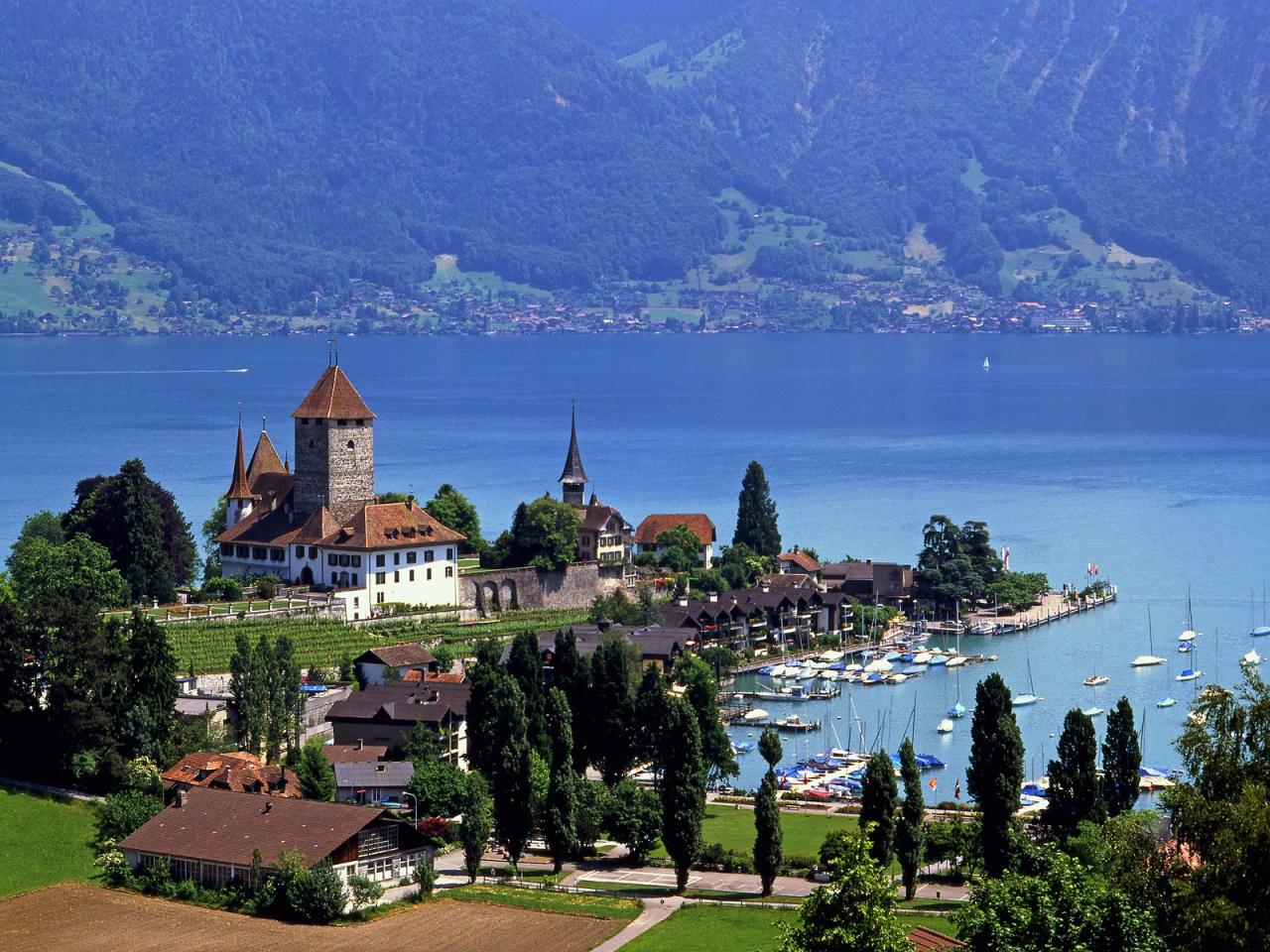 обои Lake Thun, Spiez, Switzerland фото