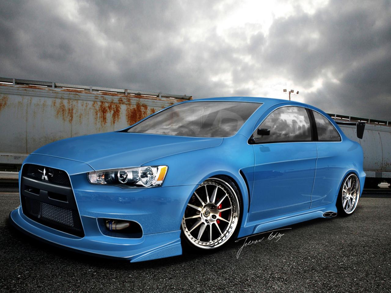 обои Mitsubishi Lancer Evo-X (blue) фото