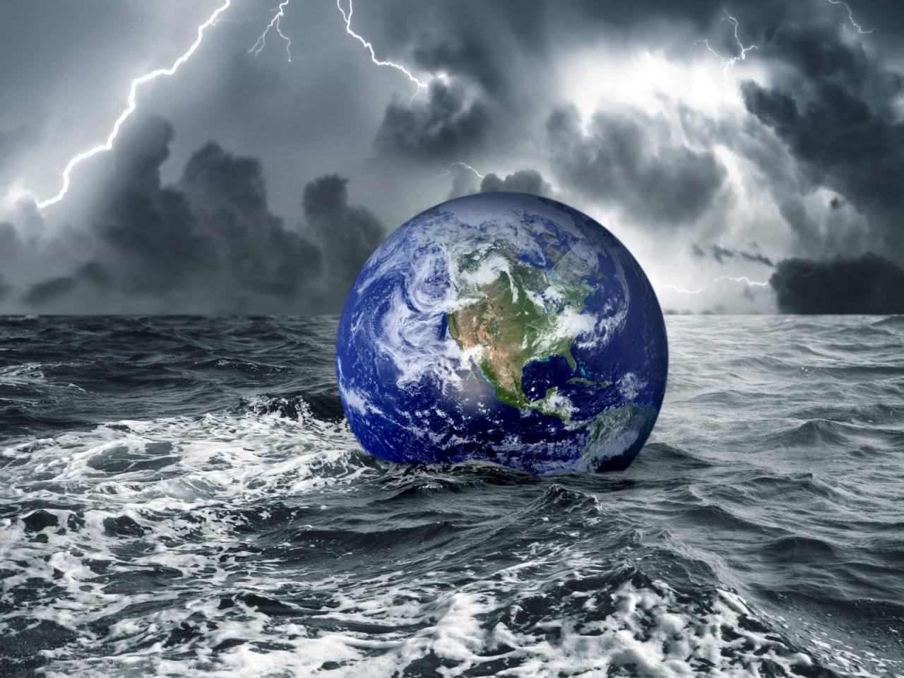 обои Земля пала в штормовой, мировой океан фото