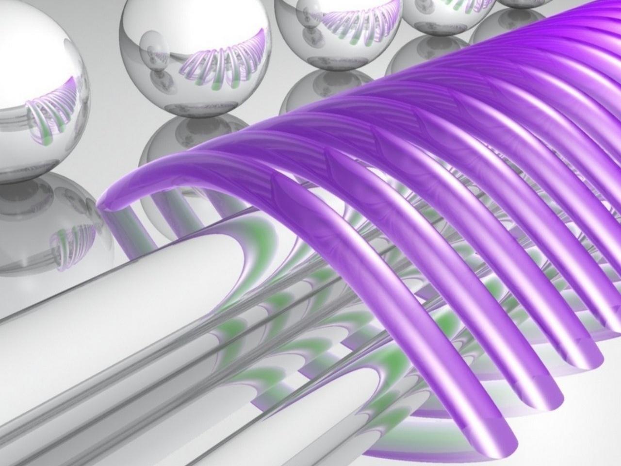 обои Фиолетовая арка и серебрянные сферы в ряды фото