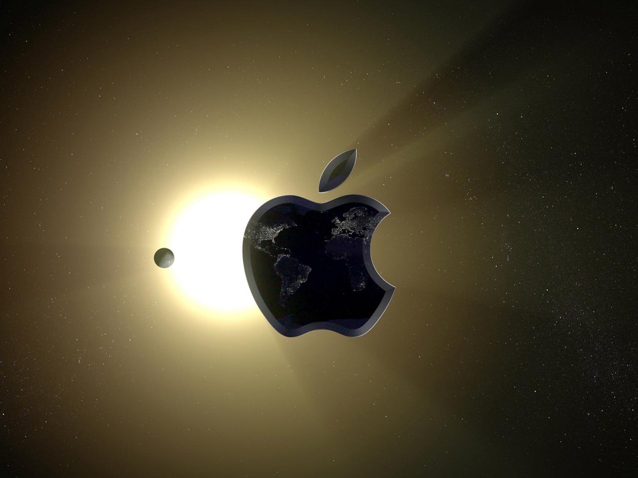обои Логотип Apple в солнечной системе фото