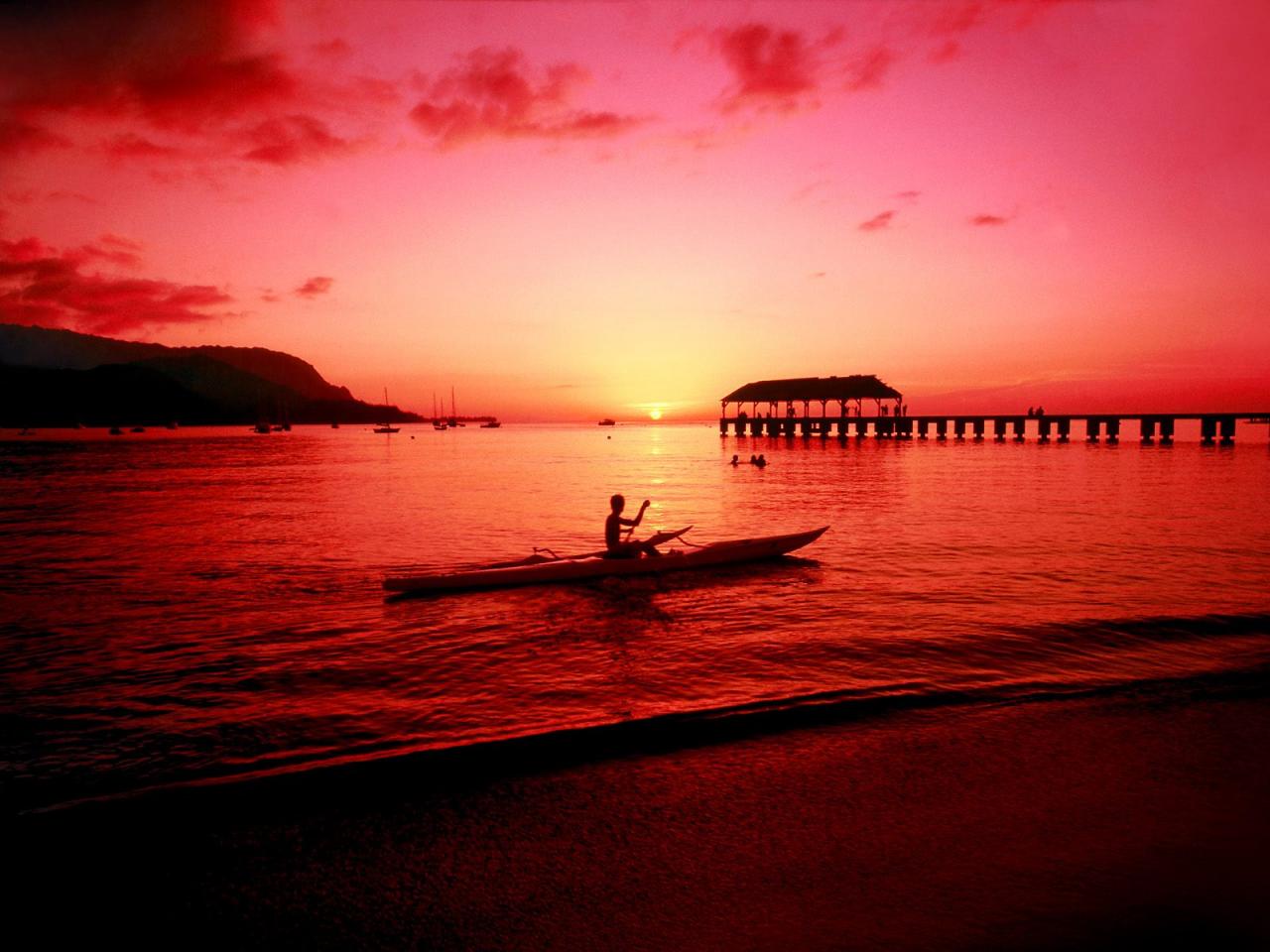 обои Hanalei Kayaker, Kauai, Hawaii фото