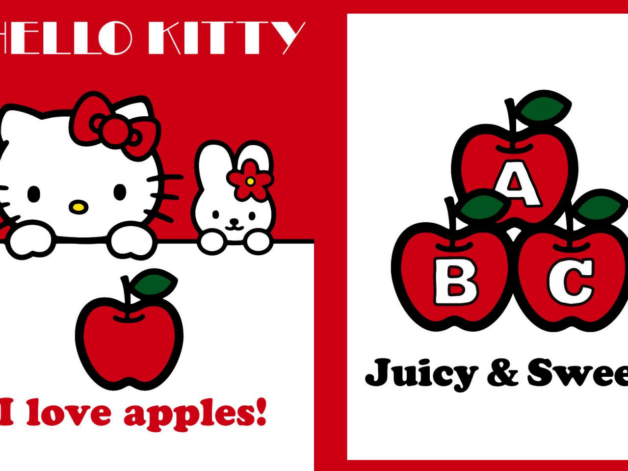 обои Hello Kitty I love apples фото