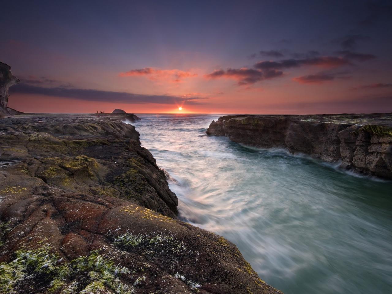 обои Sunset at Muriwai Beach, Auckland, New Zealand фото