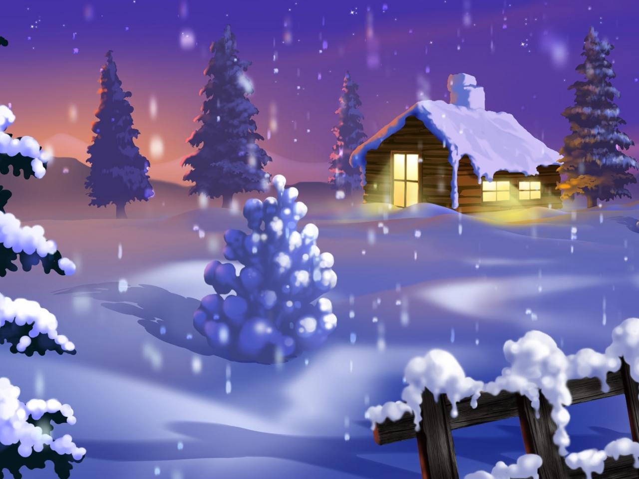 обои The Silent Winter Night House фото