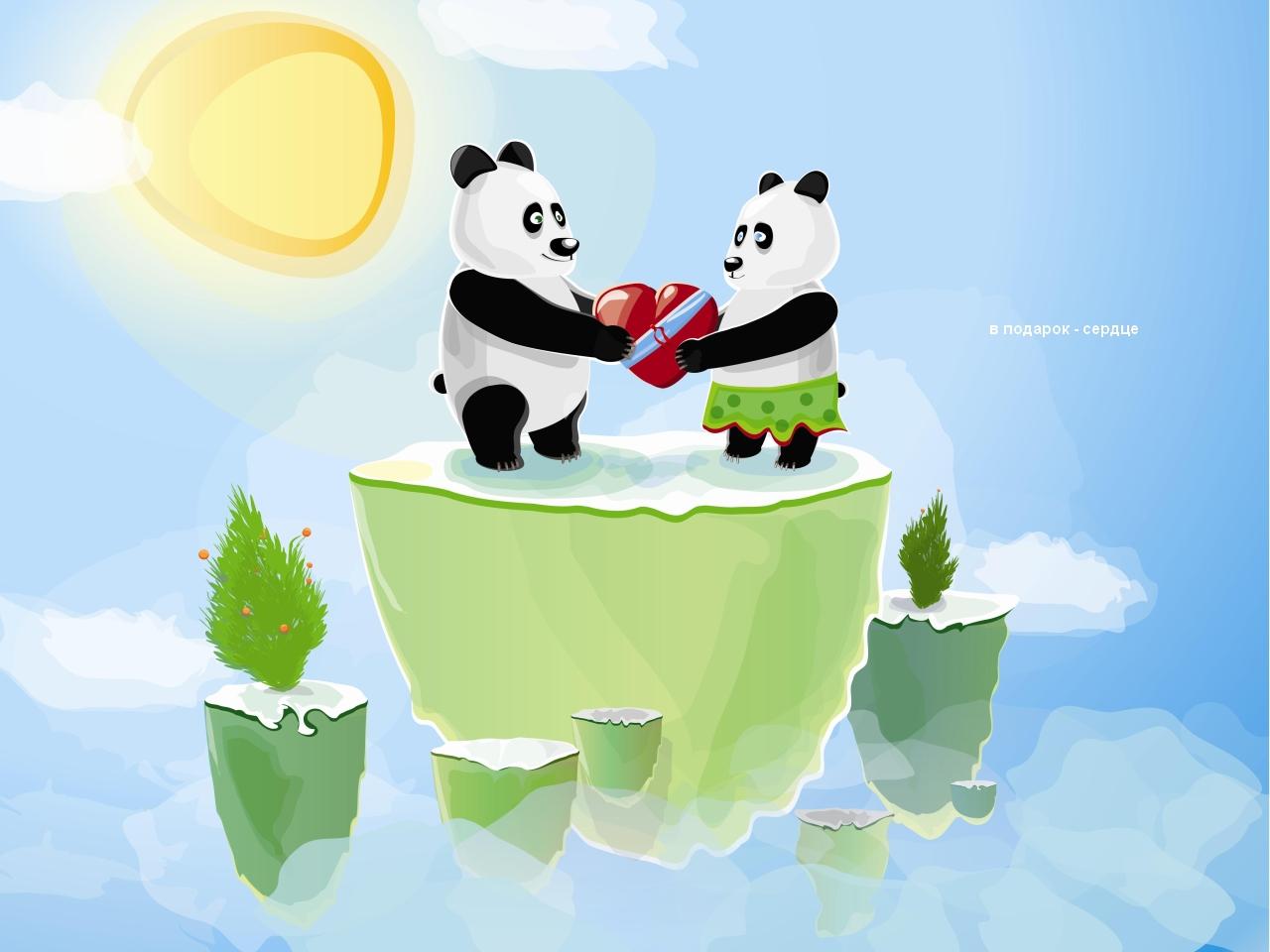обои Влюблённые панды фото