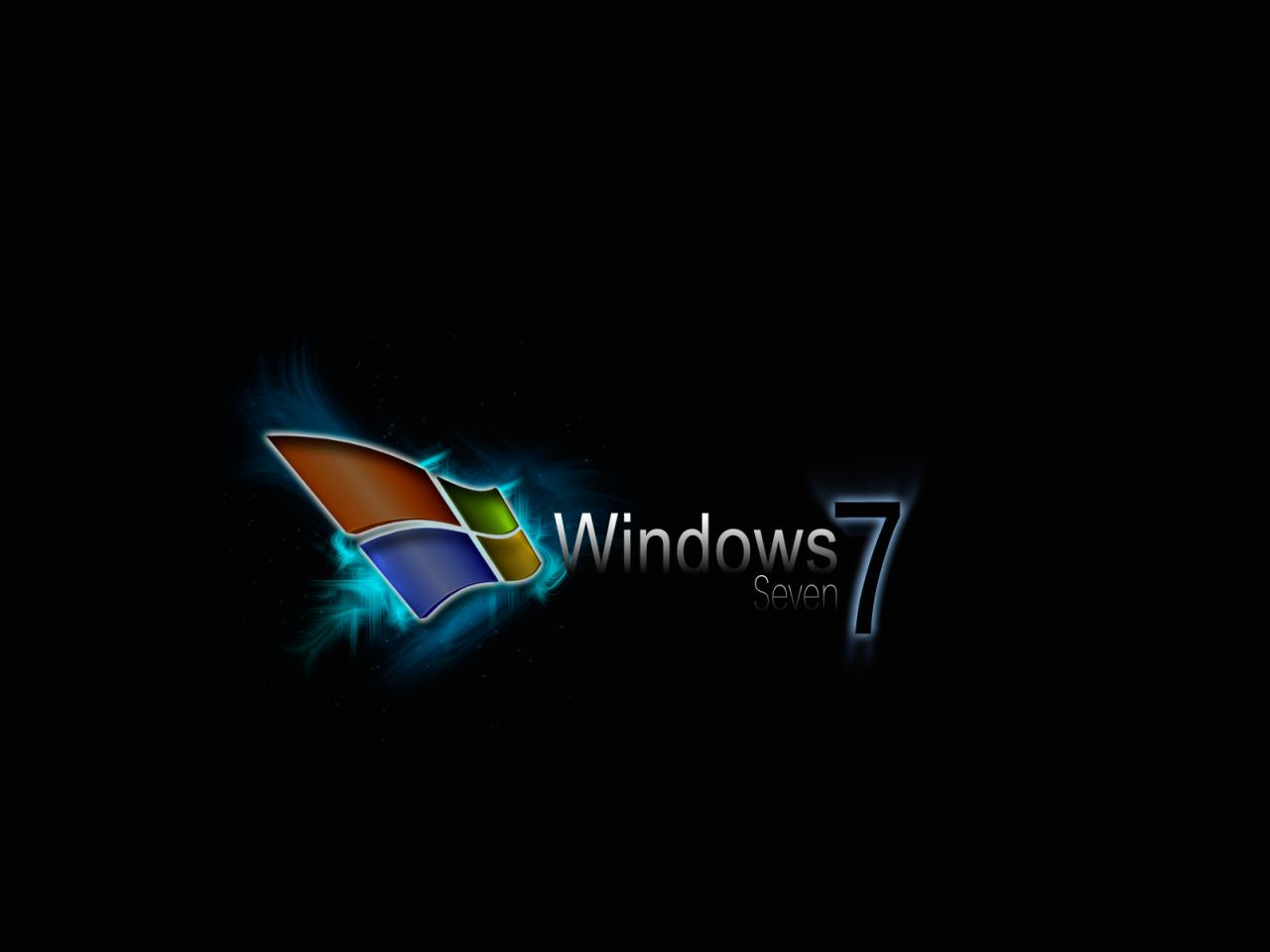 обои Лого windows 7 на черном фоне фото